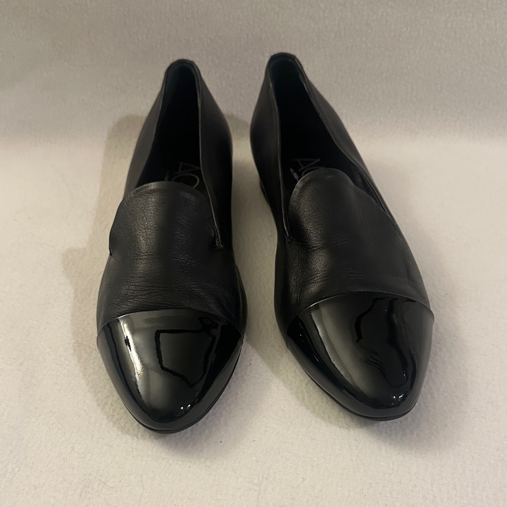 AGL Glossy Toe Black Leather Loafers